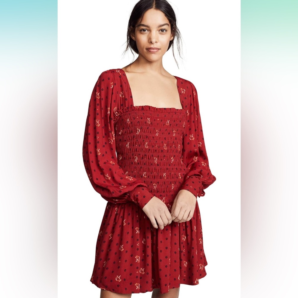 NWOT FREE PEOPLE Two Faces Mini Dress Red Combo Size Small